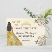 Save The Date Or floral Enregistrer la date Anniversaire Quincea (Debout devant)