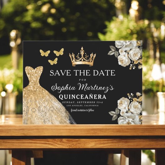 Save The Date Or floral Enregistrer la date Anniversaire Quincea