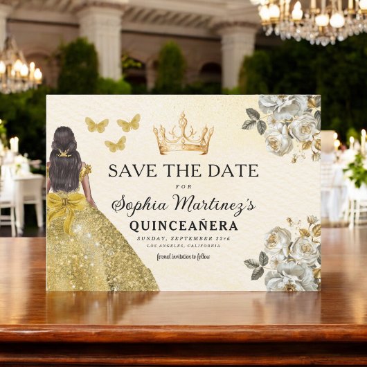 Save The Date Or floral Enregistrer la date Anniversaire Quincea