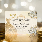 Save The Date Or floral Enregistrer la date Anniversaire Quincea