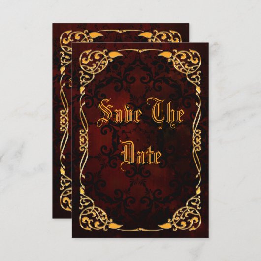Save The Date Or gothique encadré 50e anniversaire Enregistrer l (Devant / Derrière)