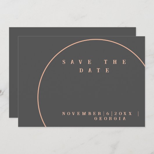 Save The Date Or gris et rose (Devant / Derrière)