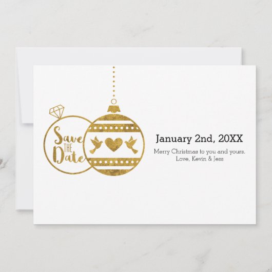 Save The Date Or, mariage et Noël brillant Enregistrer la date (Dos)