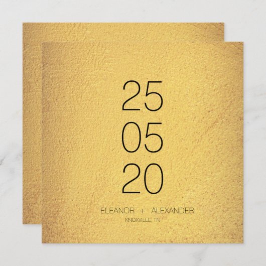 Save The Date Or minimal et noir simple sans photo (Devant / Derrière)