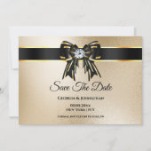 Save The Date Or noir pailleté DIY photo chic élégant luxe (Devant)