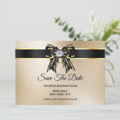 Save The Date Or noir pailleté DIY photo chic élégant luxe (Debout devant)