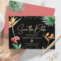 Or Noir Tropicale Bat Mitzvah Florale Palmier Mode