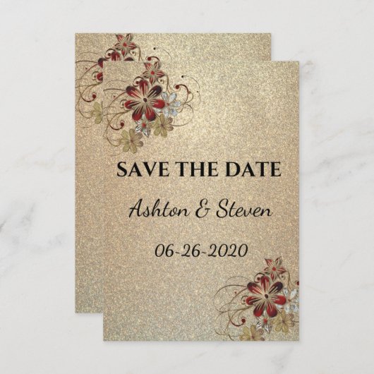 Save The Date Or & Parties scintillant Enregistrer La Date (Devant / Derrière)