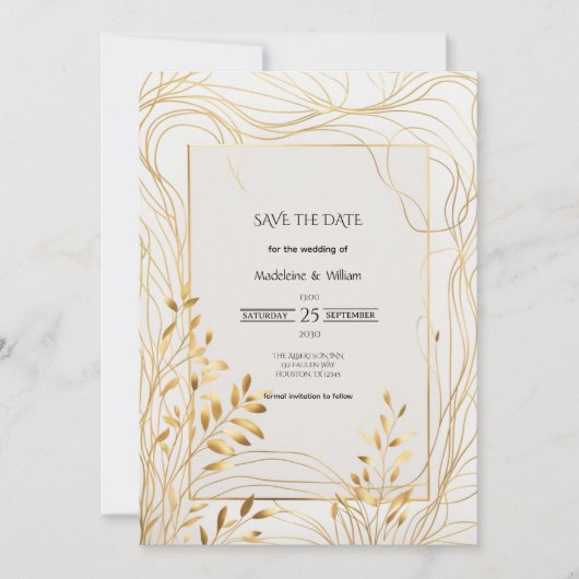 Save The Date Or romantique et Mariage d'eucalyptus (Devant)