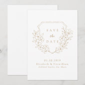 Save The Date Or Romantique Simple Cerisier Blossom Monogram Cre (Devant / Derrière)