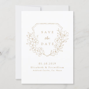 Save The Date Or Romantique Simple Cerisier Blossom Monogram Cre
