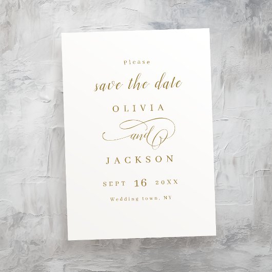 Save The Date Or simple élégant romantique écriture faire part d