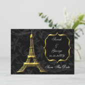 Save The Date or Tour Eiffel Mariage français Enregistrer la dat (Debout devant)
