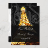 Save The Date or Tour Eiffel Mariage français Enregistrer la dat (Devant / Derrière)