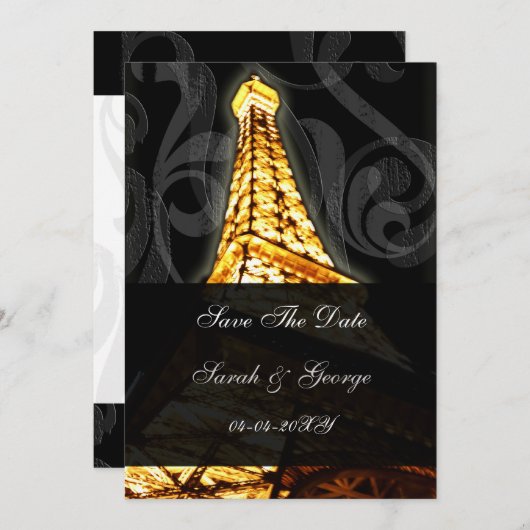 Save The Date or Tour Eiffel Mariage français Enregistrer la dat (Devant / Derrière)