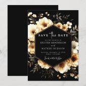 Save The Date Or Whimsical classique et Mariage noir (Devant / Derrière)