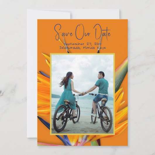Save The Date Orange Bird of Paradise Enregistrer La Date Annonc (Devant)
