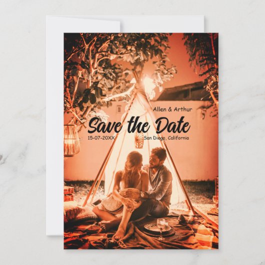 Save The Date orange boho enregistrer la date QR ajouter le nom (Devant)
