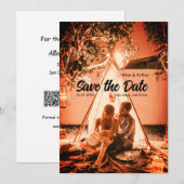 Save The Date orange boho enregistrer la date QR ajouter le nom (Devant / Derrière)