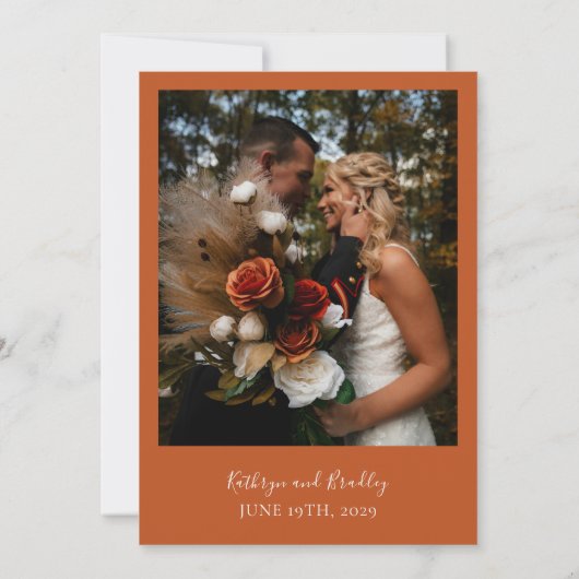 Save The Date Orange Bright Boho Automne Mariage Floral (Dos)