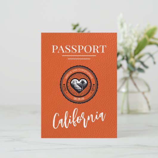 Save The Date Orange California Passport Enregistrer La Date (Debout devant)