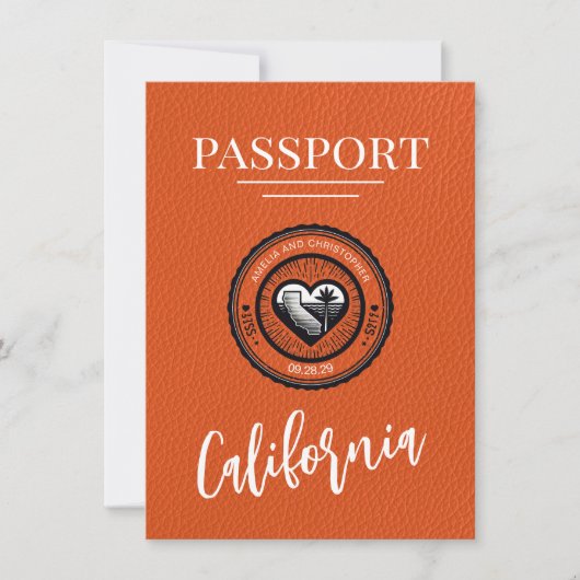 Save The Date Orange California Passport Enregistrer La Date (Devant)