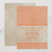 Save The Date Orange Chic Chevron Enregistrer l'Invitation de da (Devant / Derrière)