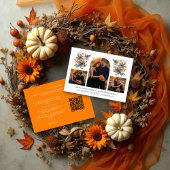 Save The Date Orange Climbing Arch Grey Bouquets 3-Photo Collage
