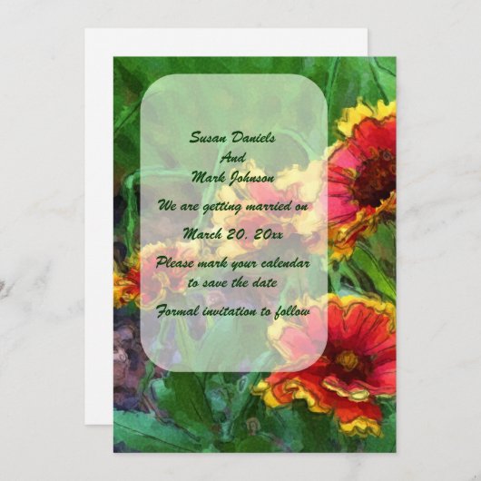 Save The Date Orange Daisy Floral Art Mariage (Devant / Derrière)