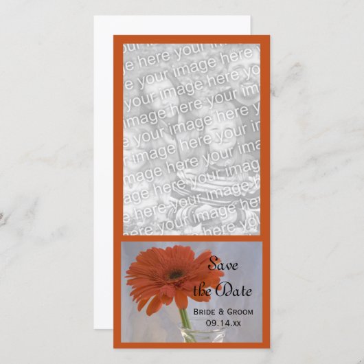 Save The Date Orange Daisy in Vase Wedding Enregistrer la date (Devant / Derrière)