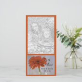 Save The Date Orange Daisy in Vase Wedding Enregistrer la date (Debout devant)