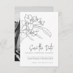 Save The Date Orange fleur mono photo mariage enregistrer la dat