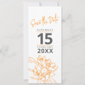 Save The Date Orange fleur photo mariage enregistrer la date (Devant)