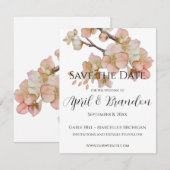 Save The Date Orange fleurs florales élégant script de calligrap (Devant / Derrière)