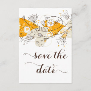 Save The Date Orange Fleurs Whimsical Enregistrer La Date Invita