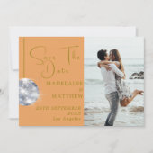 Save The Date Orange Floral Disco Enregistrer La Date Mariage (Devant)