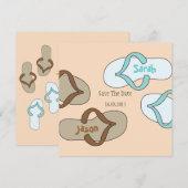 Save The Date Orange Fun Flip Flop Wedding Enregistrer la date (Devant / Derrière)