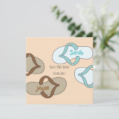 Save The Date Orange Fun Flip Flop Wedding Enregistrer la date (Debout devant)