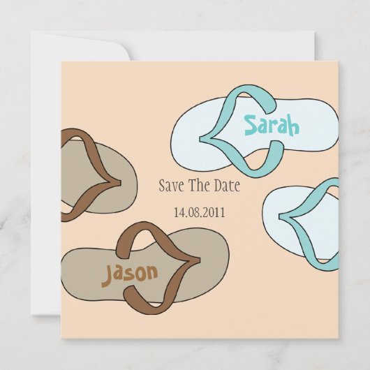 Save The Date Orange Fun Flip Flop Wedding Enregistrer la date (Devant)