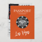 Save The Date Orange Las Vegas Passport Enregistrer La Date (Devant / Derrière)