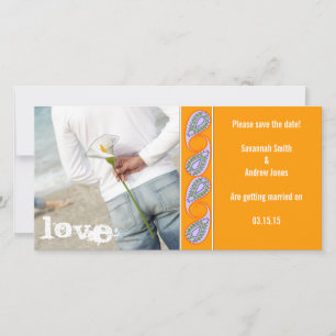 Save The Date Orange & Lavender Paisley Enregistrer la date