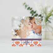 Save The Date Orange Mint Purple Photo moderne Enregistrer la da (Debout devant)