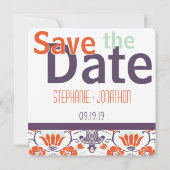 Save The Date Orange Mint Purple Photo moderne Enregistrer la da (Dos)