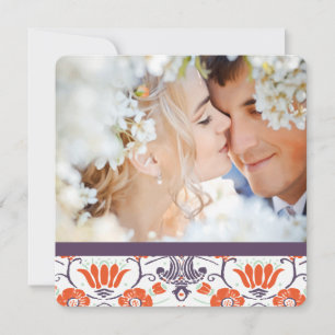 Save The Date Orange Mint Purple Photo moderne Enregistrer la da