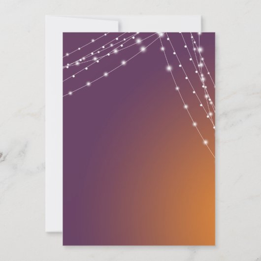 Save The Date Orange Plum Ombre & Lumineuses Chaînes Enregistrer (Dos)