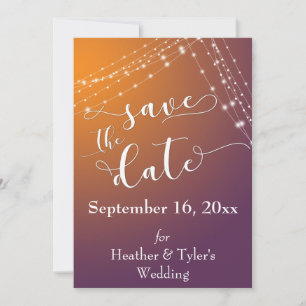 Save The Date Orange Plum Ombre & Lumineuses Chaînes Enregistrer