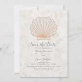 Save The Date Orange Rustic Seashell Enregistrer l'Invitation de (Devant)