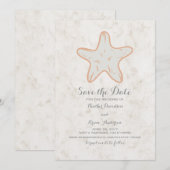Save The Date Orange Rustic Starfish Enregistrer l'Invitation de (Devant / Derrière)