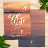 Save The Date Orange Sunset Forme d'avion Mariage de destination