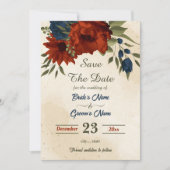 Save The Date oranger brûlé fleurs de la marine botanique (Devant)